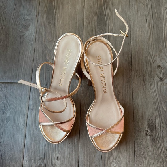 Stuart Weitzman Noche Skyhigh 145 Platform Sandals | Gold | Size 10.5 - Picture 7 of 12